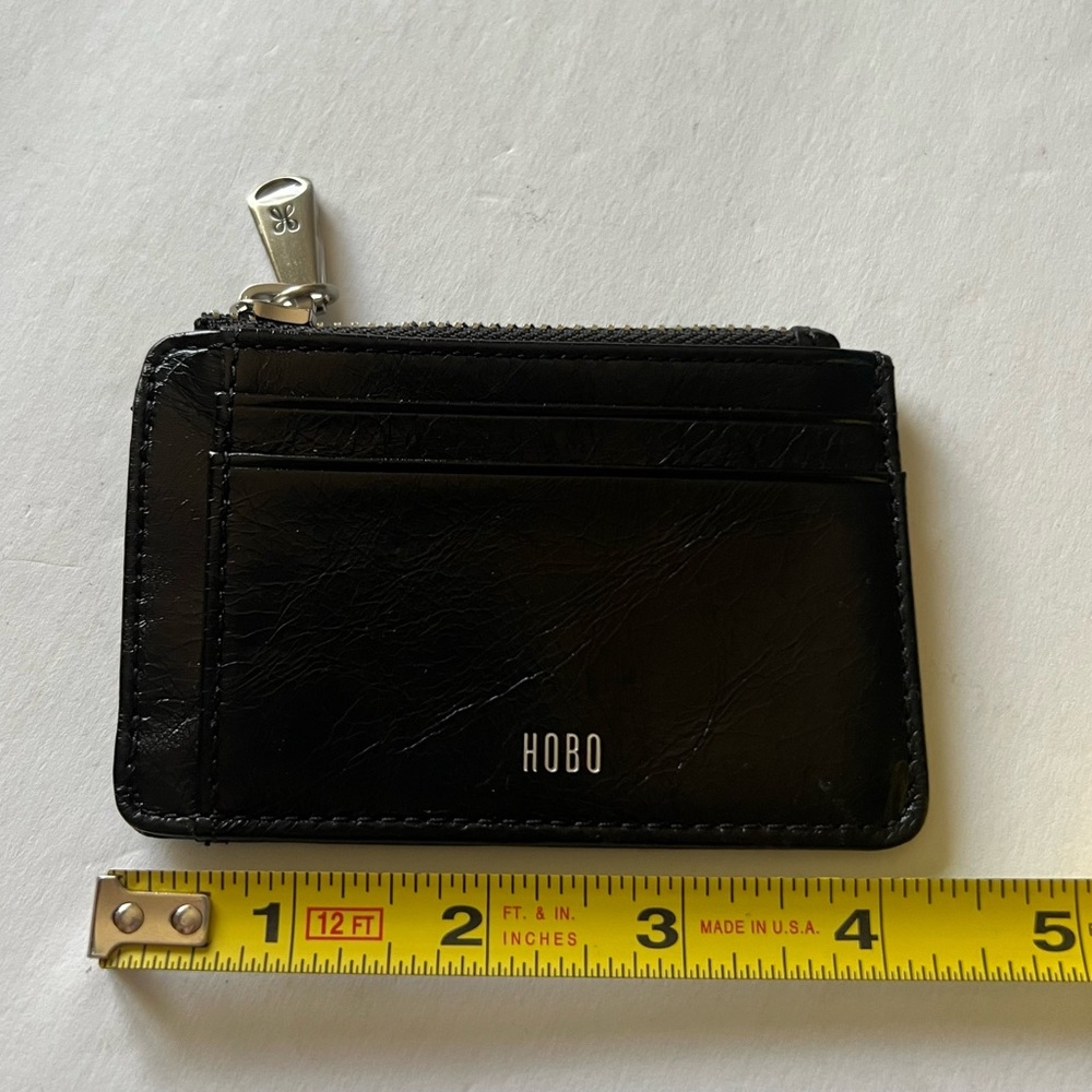 HOBO KAI LEATHER CARD CASE WITH KEY CHAIN BLACK NEW